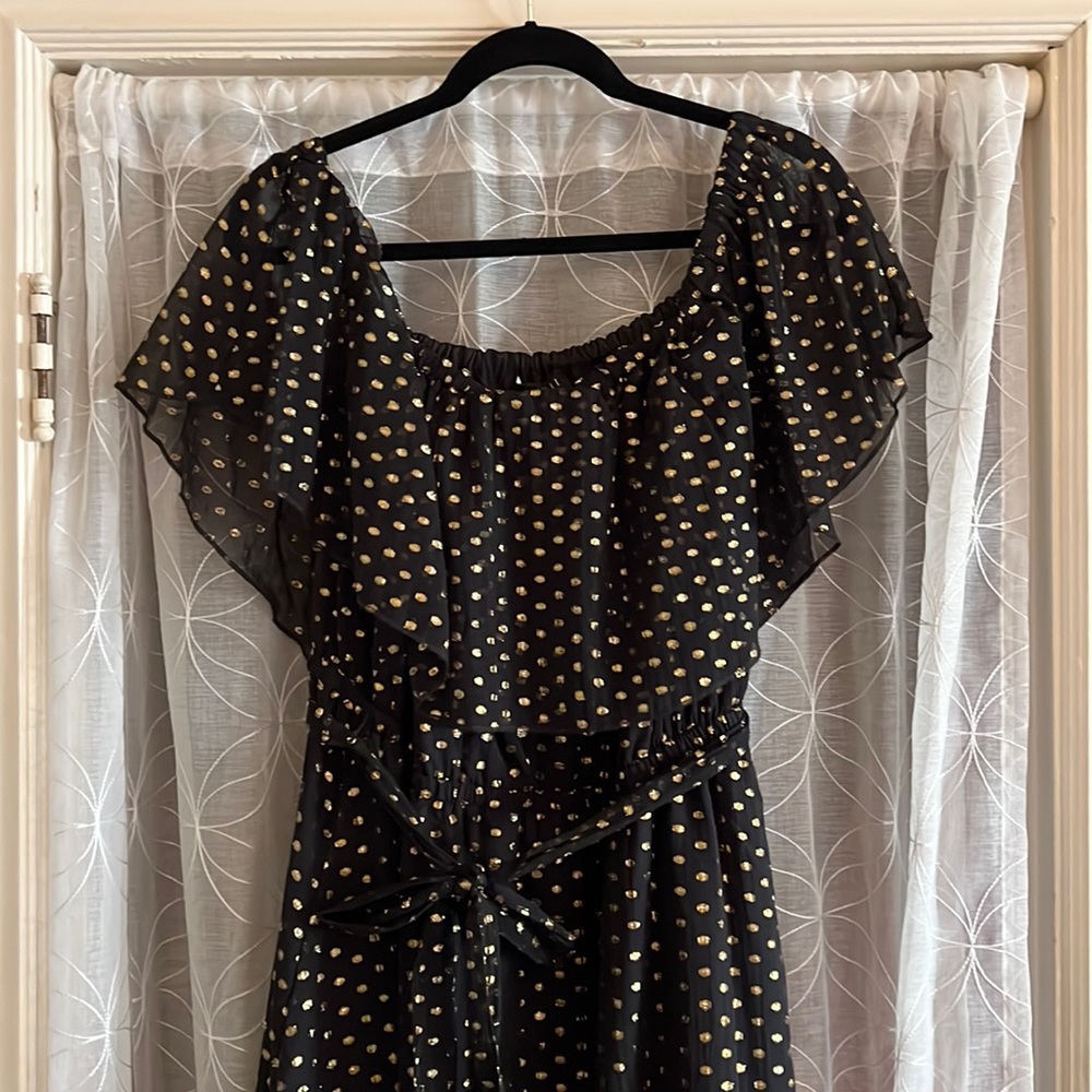 Black and Gold off the Shoulder Dress